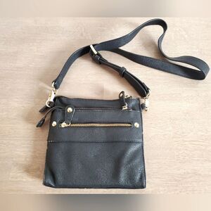 Big Buddha Black Leather Crossbody Bag